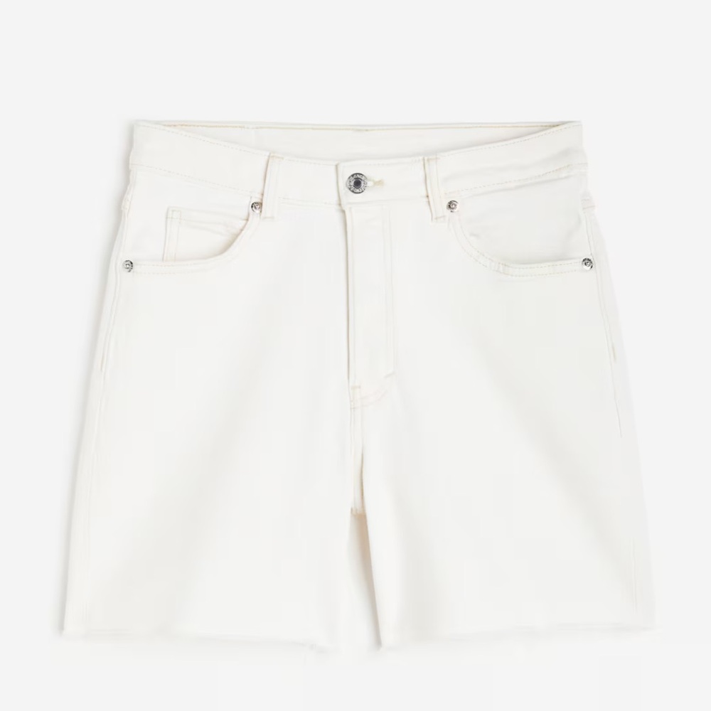 H&M High Waist White Denim Shorts